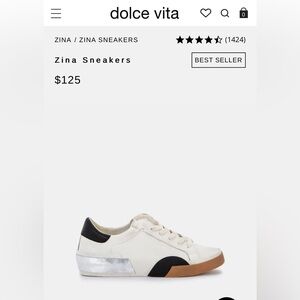 Dolce Vita Zina Sneakers White Black Leather Size 7